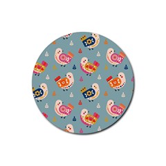 Cute Bird Pattern Rubber Coaster (round) by designsbymallika