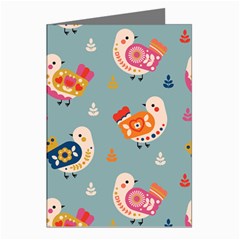 Cute Bird Pattern Greeting Cards (pkg Of 8)