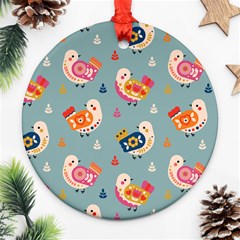 Cute Bird Pattern Round Ornament (two Sides)