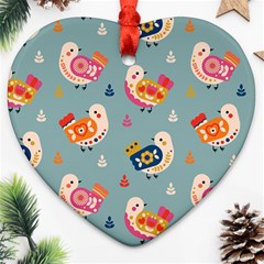 Cute Bird Pattern Heart Ornament (two Sides)