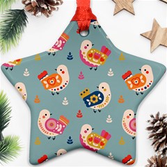 Cute Bird Pattern Star Ornament (two Sides)