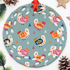 Cute Bird Pattern Ornament (round Filigree)