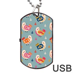 Cute Bird Pattern Dog Tag Usb Flash (two Sides) by designsbymallika