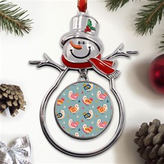 Cute Bird Pattern Metal Snowman Ornament