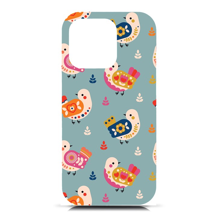 Cute Bird Pattern iPhone 16 Pro Black UV Print PC Hardshell Case