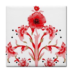 A Design Of A Red Flower On A White Background Tile Coaster