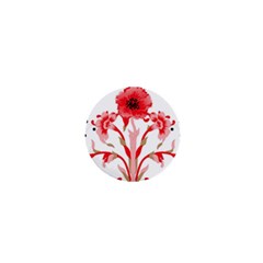 A Design Of A Red Flower On A White Background 1  Mini Buttons