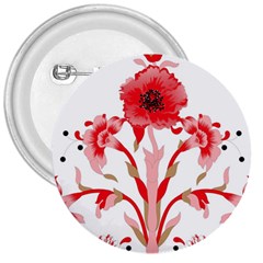 A Design Of A Red Flower On A White Background 3  Buttons