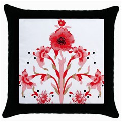 A Design Of A Red Flower On A White Background Throw Pillow Case (black)