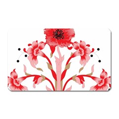 A Design Of A Red Flower On A White Background Magnet (rectangular)