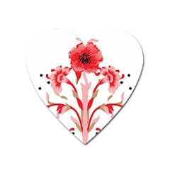 A Design Of A Red Flower On A White Background Heart Magnet