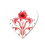 A Design Of A Red Flower On A White Background Heart Magnet Front