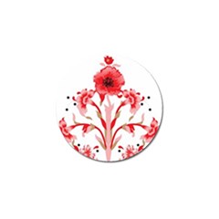 A Design Of A Red Flower On A White Background Golf Ball Marker (4 Pack)