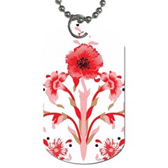 A Design Of A Red Flower On A White Background Dog Tag (two Sides)