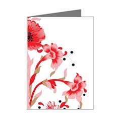 A Design Of A Red Flower On A White Background Mini Greeting Card