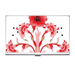 A Design Of A Red Flower On A White Background Business Card Holder