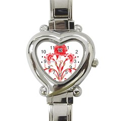 A Design Of A Red Flower On A White Background Heart Italian Charm Watch