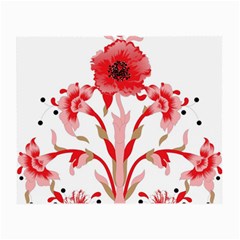 A Design Of A Red Flower On A White Background Small Glasses Cloth