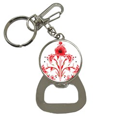 A Design Of A Red Flower On A White Background Bottle Opener Key Chain