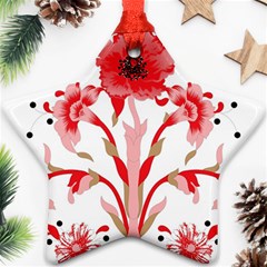 A Design Of A Red Flower On A White Background Star Ornament (two Sides) by catchydesignhill