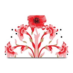 A Design Of A Red Flower On A White Background Plate Mats