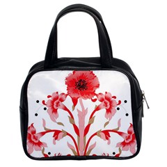 A Design Of A Red Flower On A White Background Classic Handbag (two Sides)