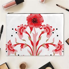 A Design Of A Red Flower On A White Background Cosmetic Bag (xl)