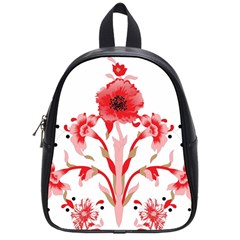 A Design Of A Red Flower On A White Background School Bag (small)