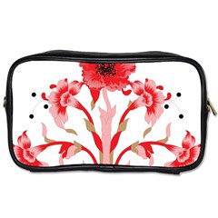 A Design Of A Red Flower On A White Background Toiletries Bag (one Side)