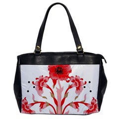 A Design Of A Red Flower On A White Background Oversize Office Handbag