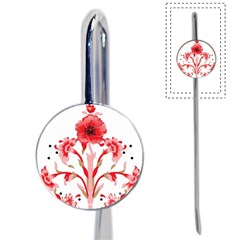 A Design Of A Red Flower On A White Background Book Mark