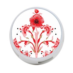 A Design Of A Red Flower On A White Background 4-port Usb Hub (two Sides)