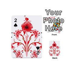 A Design Of A Red Flower On A White Background Playing Cards 54 Designs (mini)