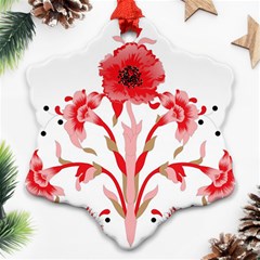 A Design Of A Red Flower On A White Background Ornament (snowflake)