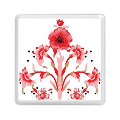 A Design Of A Red Flower On A White Background Memory Card Reader (square)