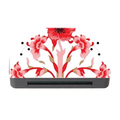 A Design Of A Red Flower On A White Background Memory Card Reader With Cf