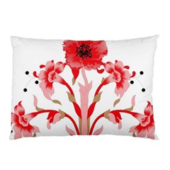 A Design Of A Red Flower On A White Background Pillow Case (two Sides)