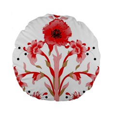 A Design Of A Red Flower On A White Background Standard 15  Premium Round Cushions by catchydesignhill