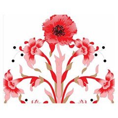 A Design Of A Red Flower On A White Background Two Sides Premium Plush Fleece Blanket (teen Size)