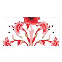 A Design Of A Red Flower On A White Background Satin Shawl 45  X 80 