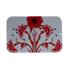 A Design Of A Red Flower On A White Background Open Lid Metal Box (silver)   by catchydesignhill