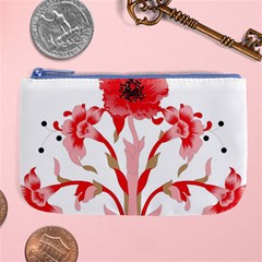 A Design Of A Red Flower On A White Background Large Coin Purse