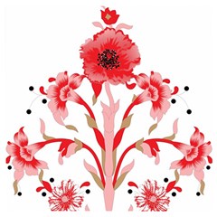 A Design Of A Red Flower On A White Background Wooden Puzzle Square