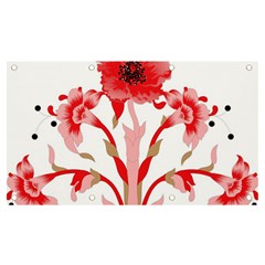 A Design Of A Red Flower On A White Background Banner And Sign 7  X 4 