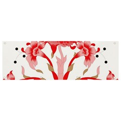 A Design Of A Red Flower On A White Background Banner And Sign 9  X 3 