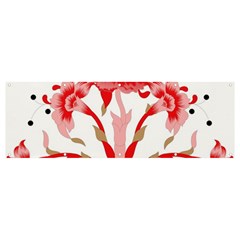 A Design Of A Red Flower On A White Background Banner And Sign 12  X 4 