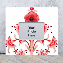 A Design Of A Red Flower On A White Background White Wall Photo Frame 5  X 7 