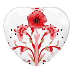 A Design Of A Red Flower On A White Background Heart Glass Fridge Magnet (4 Pack)