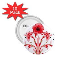 A Design Of A Red Flower On A White Background 1 75  Buttons (10 Pack)