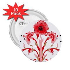 A Design Of A Red Flower On A White Background 2 25  Buttons (10 Pack) 